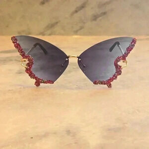 Butterfly sunglasses black with red decor
